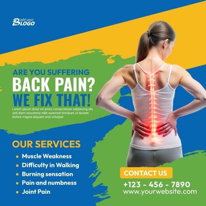 Advertising Back Injuries Professional Back Pain Ads Instagram Post Template | PosterMyWall