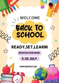 Professional Back To School Party Flyer For Kids And Parents A2 template