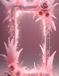 粉色 Romantic Frame 传单(美国信函) Template