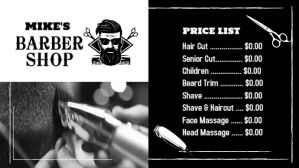 Professional Barber Shop Digital Sign Price List Digital Display (16:9) template