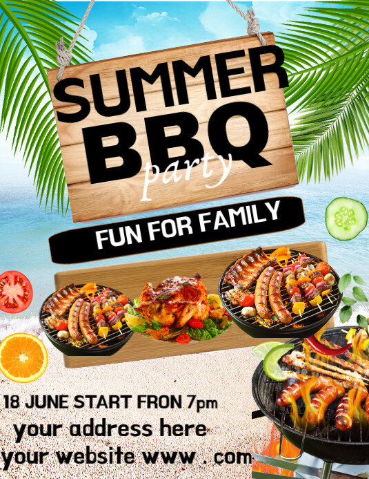 Professional Bbq Summer Party Poster Flyer (us Letter) Template