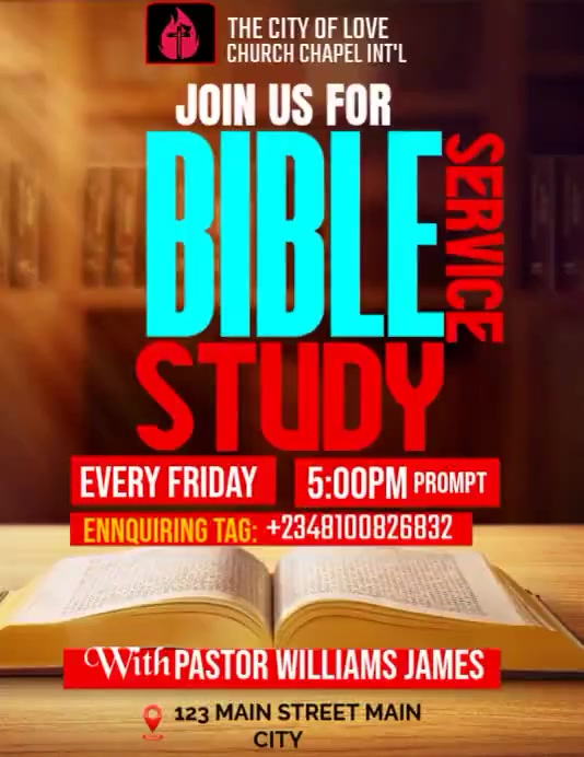 Professional bible study event flyer video Template | PosterMyWall