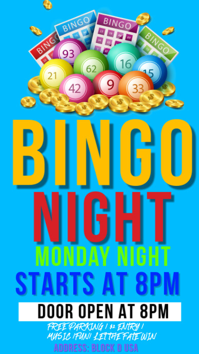 Professional Bingo Night Digital Display (9:16) template