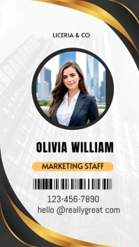 Professional Black And White Marketing Staff Id Card  Instagram Story template
