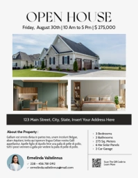 Professional Black And White Open House Real Estate Flyer Advertising  Flyer (us Letter) Iflaya (Incwadi ye-US) template