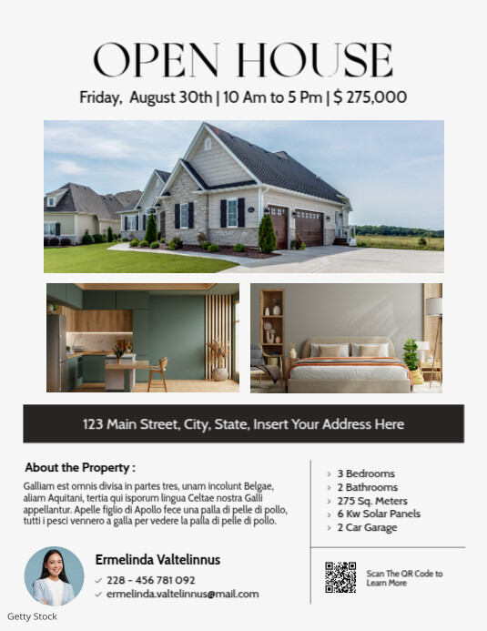 Professional Black And White Open House Real Estate Flyer Advertising Flyer (us Letter) Pamflet (VSA Brief) template