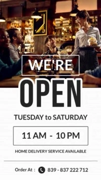 Professional Black And White Restaurant Advertisement  Instagram Story open hours advertising 2024 template