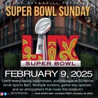 Professional Black Professional  Super Bowl Lix Football Sports Bar Social Media Post. Super Bowl Ne template