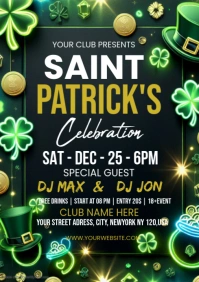 Professional Black  Saint Patrick's Day Celebration Poster Flyer A4 template
