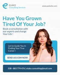 Professional Blue And White Human Staffing Work Consulting Agency Advertising Flyer Instagram Portra template