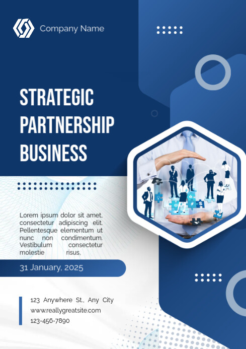 Professional Blue And White Modern Geometric Business Proposal A4 template