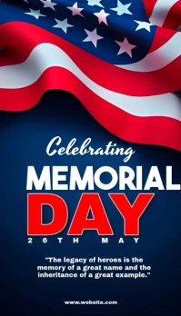 Professional Blue Background Illustrative Memorial Day Business Card template