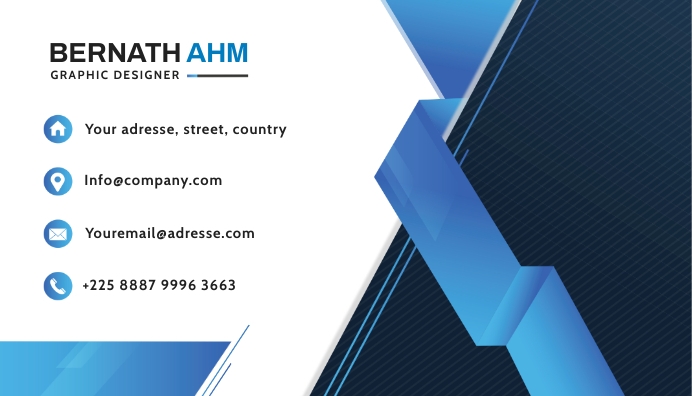 Professional Blue Business Card Kartu Bisnis template