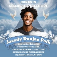 Professional Blue Funeral Flyer. Wake Flyer. Death Announcement.  Instagram Post template