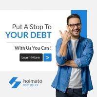 Professional Blue White And Black Debt Relief Social Media Instagram Post template