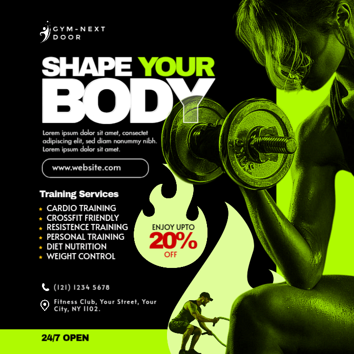 Copy of Professional Bodybuilding Ads, Fitness Club Promotion Template ...