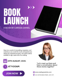Professional Book Launch Event Template With Author Spotlight & Purple Modern Des Instagram Portrai