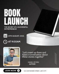 Professional  Book Launch Template With Modern Dark Design & Author Quote SectionInstagram Portrait