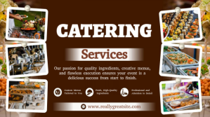 Professional Brown And White Modern Catering Services Banner Landscape Digital Display (16:9) template