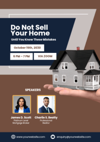 Professional Brown Blue Homebuyer Webinar Ad Poster Flyer A4 template
