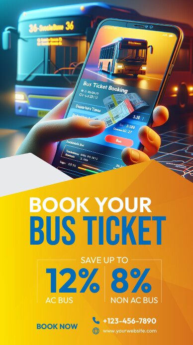 Professional Bus Ticket Booking Instagram Story Template | PosterMyWall
