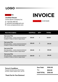 Professional business Invoice A4 Template design online