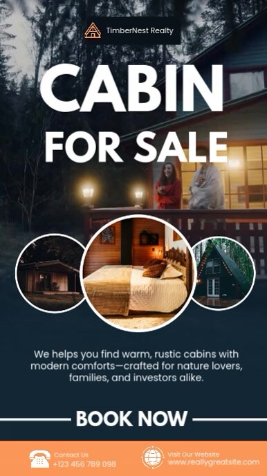 Professional Cabin For Sale Real Estate Listing Template Instagram Story