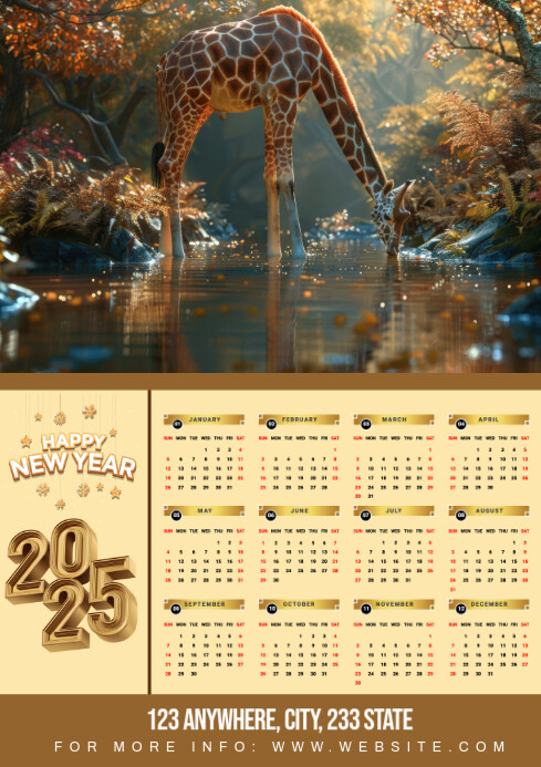 Professional Calendar A3 Template PosterMyWall
