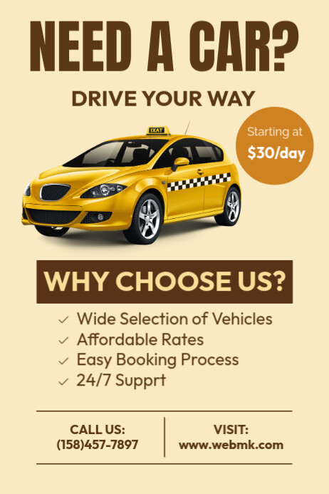 Professional Car Rental Poster Template | PosterMyWall