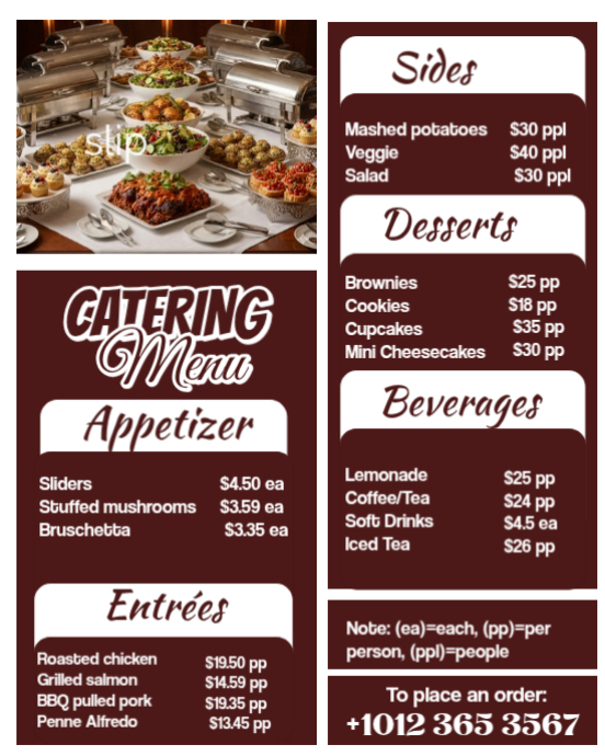 Professional Catering Menu Instagram Portrait Template | PosterMyWall