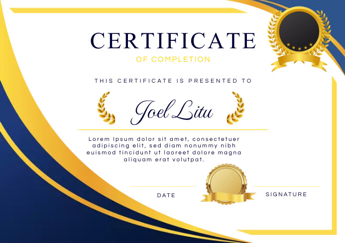 PROFESSIONAL CERTIFICATE A5 template