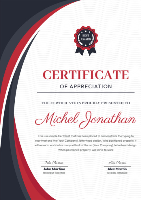 Professional Certificate Of Achievement A4 template