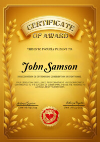 Professional Certificate Of Award A4 template