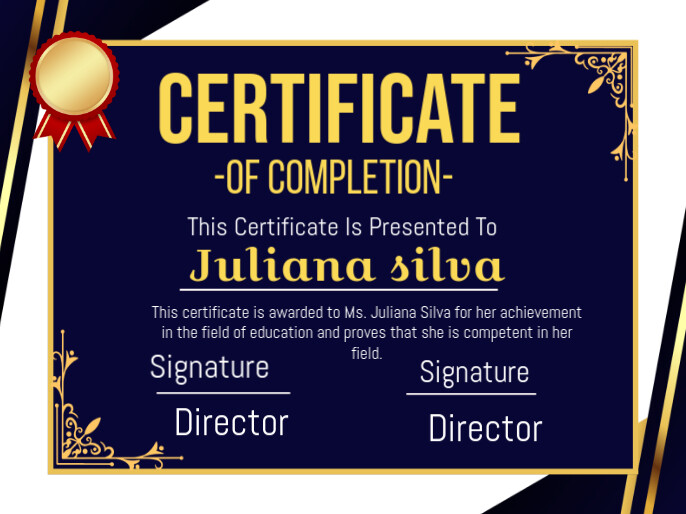 Professional Certificate Of Completion 2025 Presentation Apresentação template