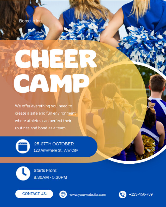 Professional Cheer Camp Event Ad Flyer Design Instagram Portrait template