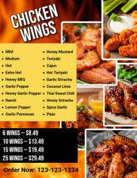 Professional Chicken Wings Flyer (us Letter) Volante (Carta US) template