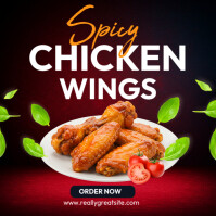 Noir Spicy Chicken Wings Vierkant Template