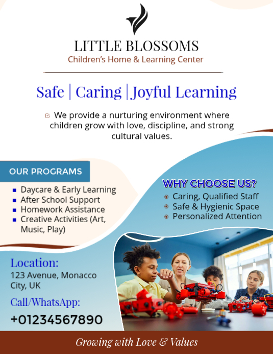 Professional children's learning center flyer Template | PosterMyWall