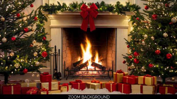 Professional Christmas Backdrop Zoom Skype. Xmas. Virtual Meeting ...
