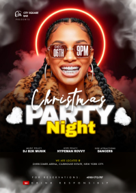 Professional Christmas Party Flyer, Holiday Nightlife Event, Festive Club Celebration, December Part A4 template