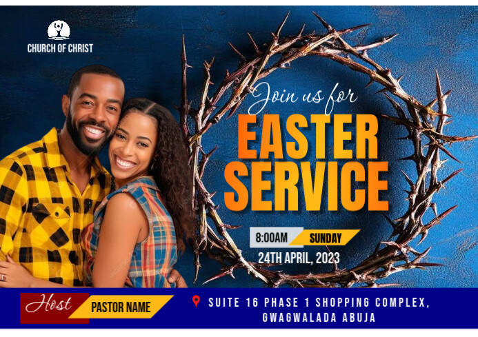 Professional Church Easter Service A4 Template | PosterMyWall