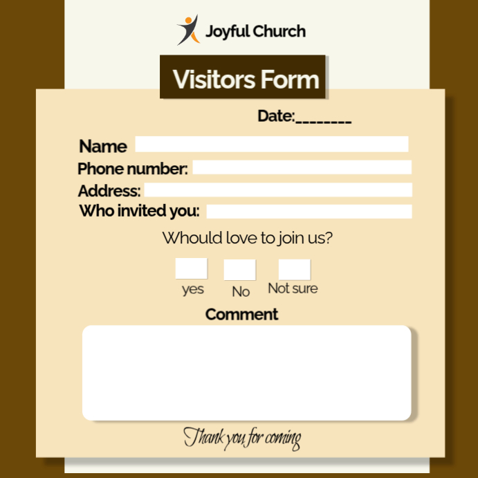 Plantilla de Professional Church First Timers Form Instagram Post ...
