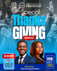 Blue Thanksgiving Church Service Instagram Portrait Template
