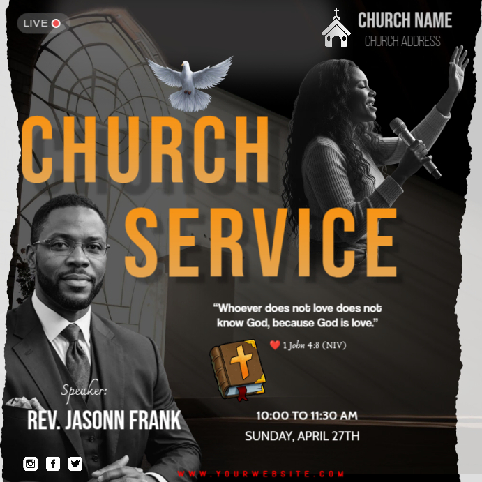Professional Church Service Instagram Post Template | PosterMyWall