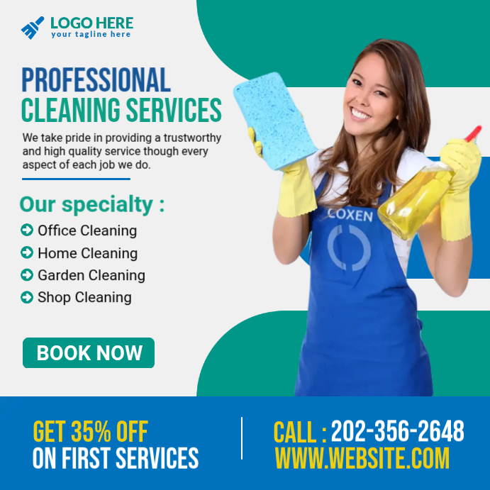 Clean Professional Add Professional Cleaning Services Ads Template | PosterMyWall