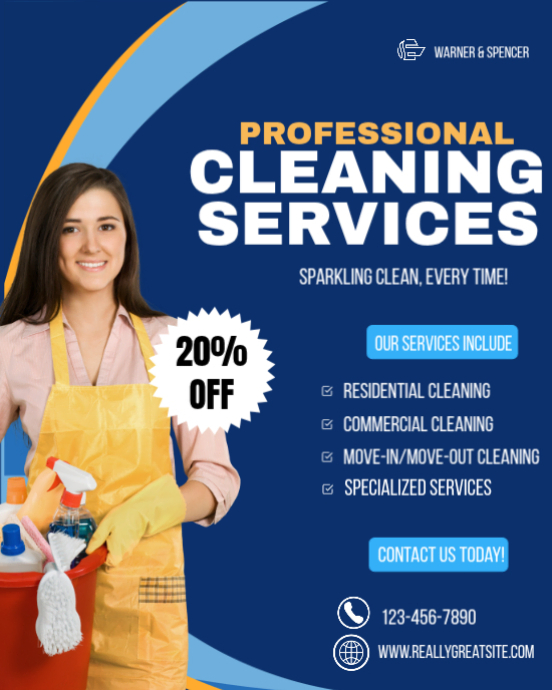 Professional Cleaning Services Business Poster Template 🧼 | PosterMyWall