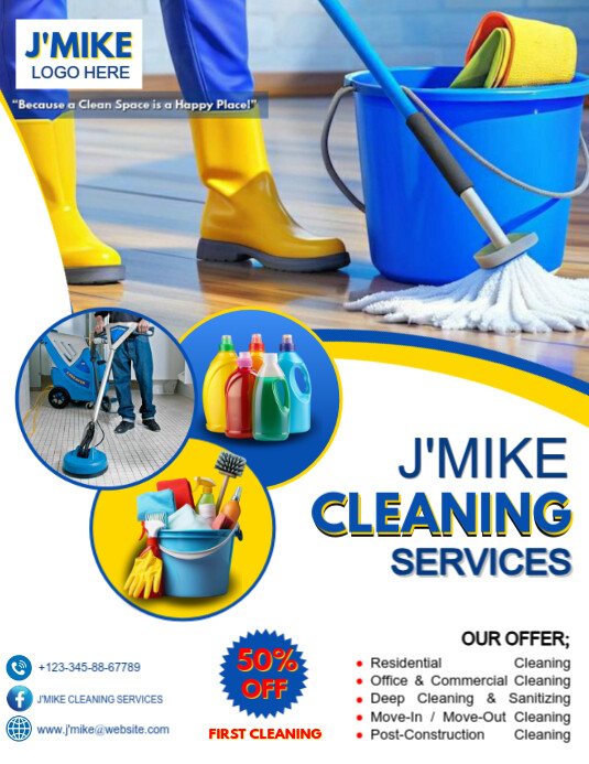 Professional Cleaning Services Flyer | Residential & Commercial | Editable Pamflet (VSA Brief) template