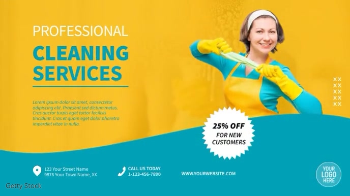 Clean Professional Add Professional Cleaning Services Video Ad Template | PosterMyWall