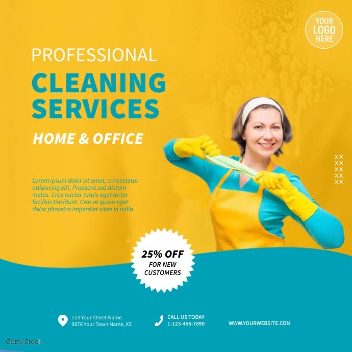 Professional Cleaning Services Video Ad Square (1:1) template