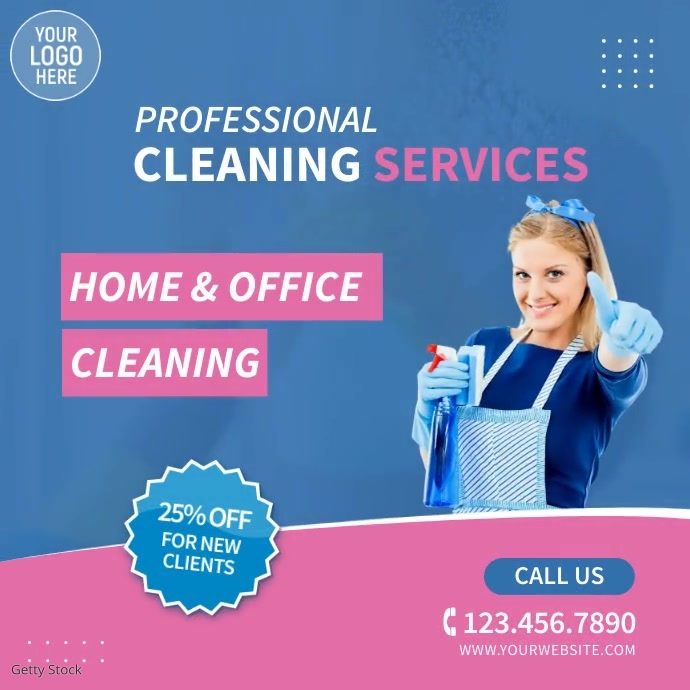 Clean Professional Add Copy of Professional Cleaning Services Video Ad | PosterMyWall
